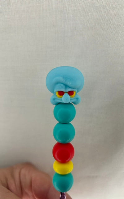 Sqidward custom beaded crochet hook