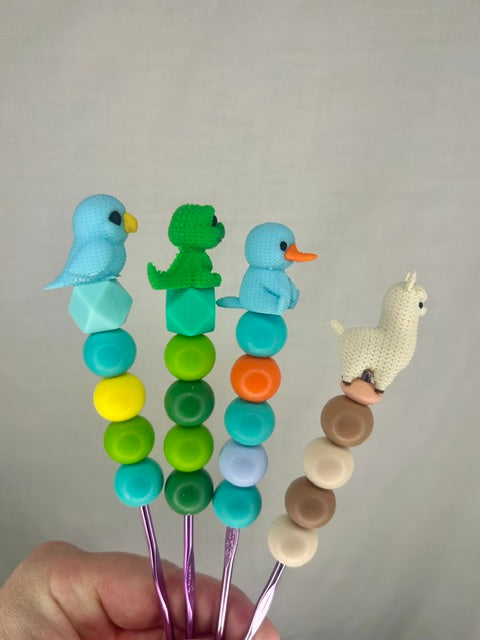 Crocheted Animal custom beaded crochet hook