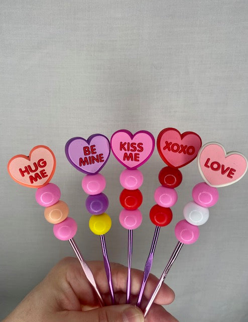 Love Heart custom beaded crochet hook