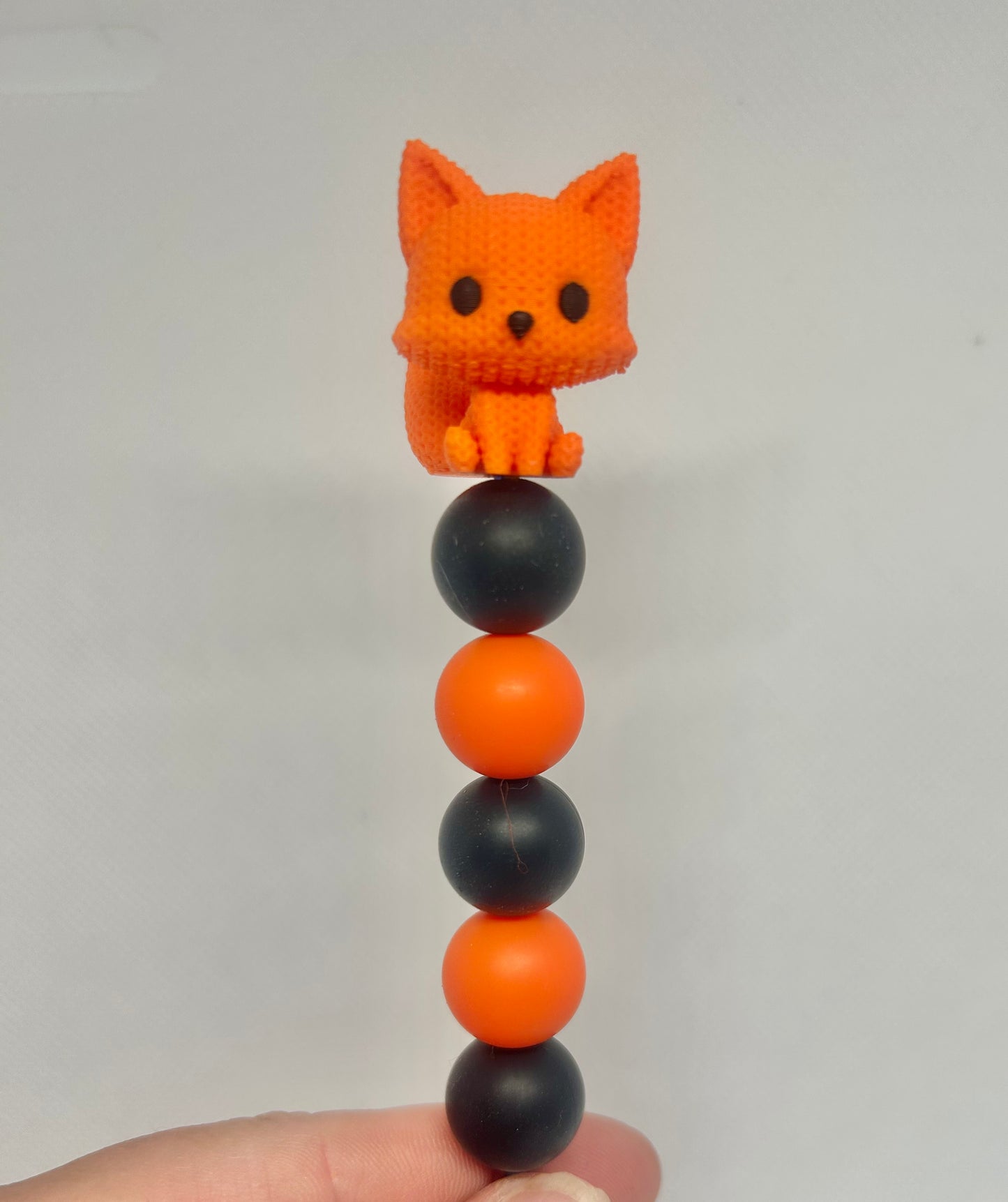 Crocheted effect Fox custom beaded crochet hook