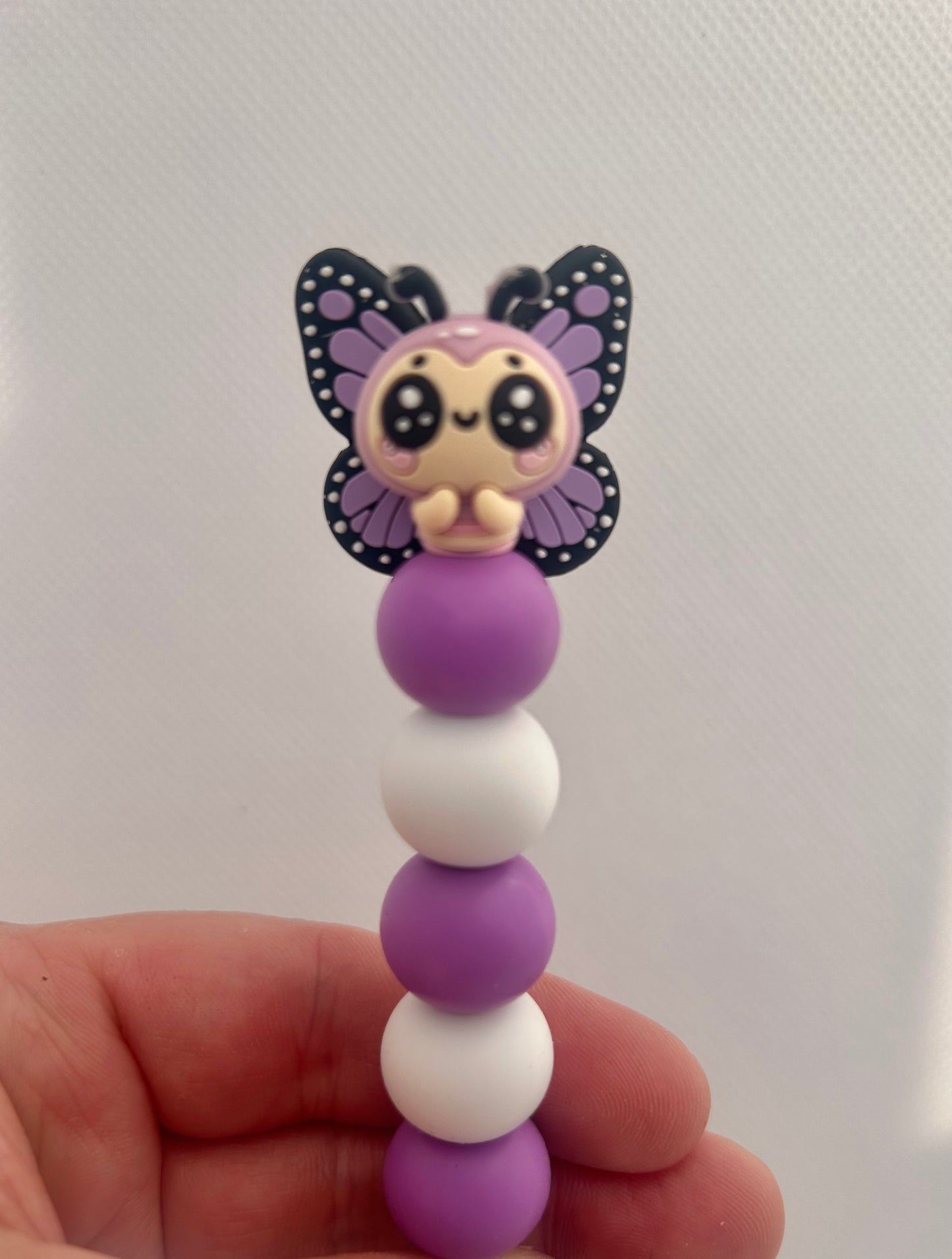 Purple cutsie Butterfly Custom beaded crochet hook