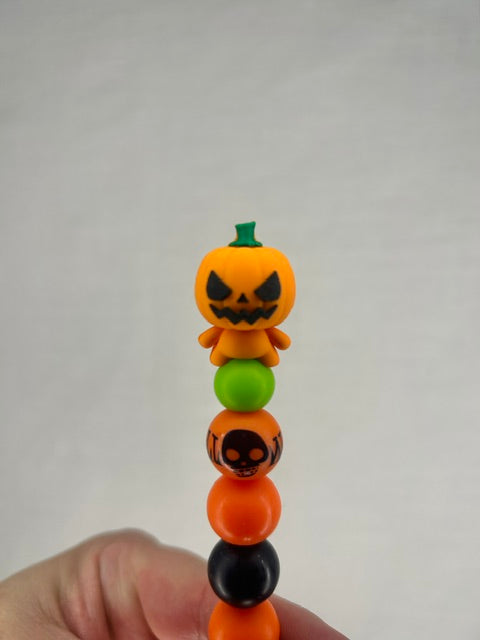 Pumpkin man custom beaded crochet hook