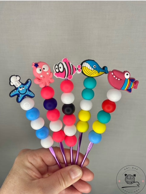 Sea creatures custom beaded crochet hook