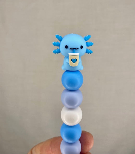 Axolotl custom beaded crochet hook
