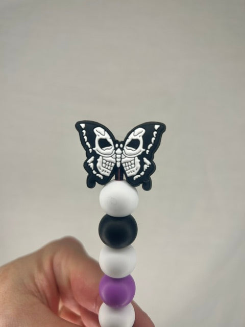Skull moth custom beaded crochet hook