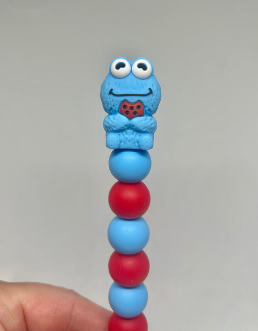 Cookie monster custom beaded crochet hook