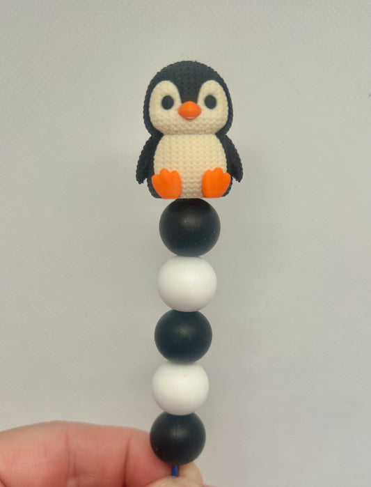 Crocheted effect Penguin custom beaded crochet hook