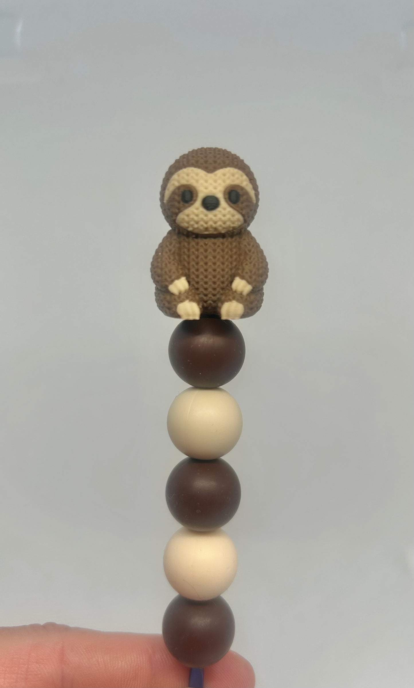 Crocheted effect Sloth custom beaded crochet hook
