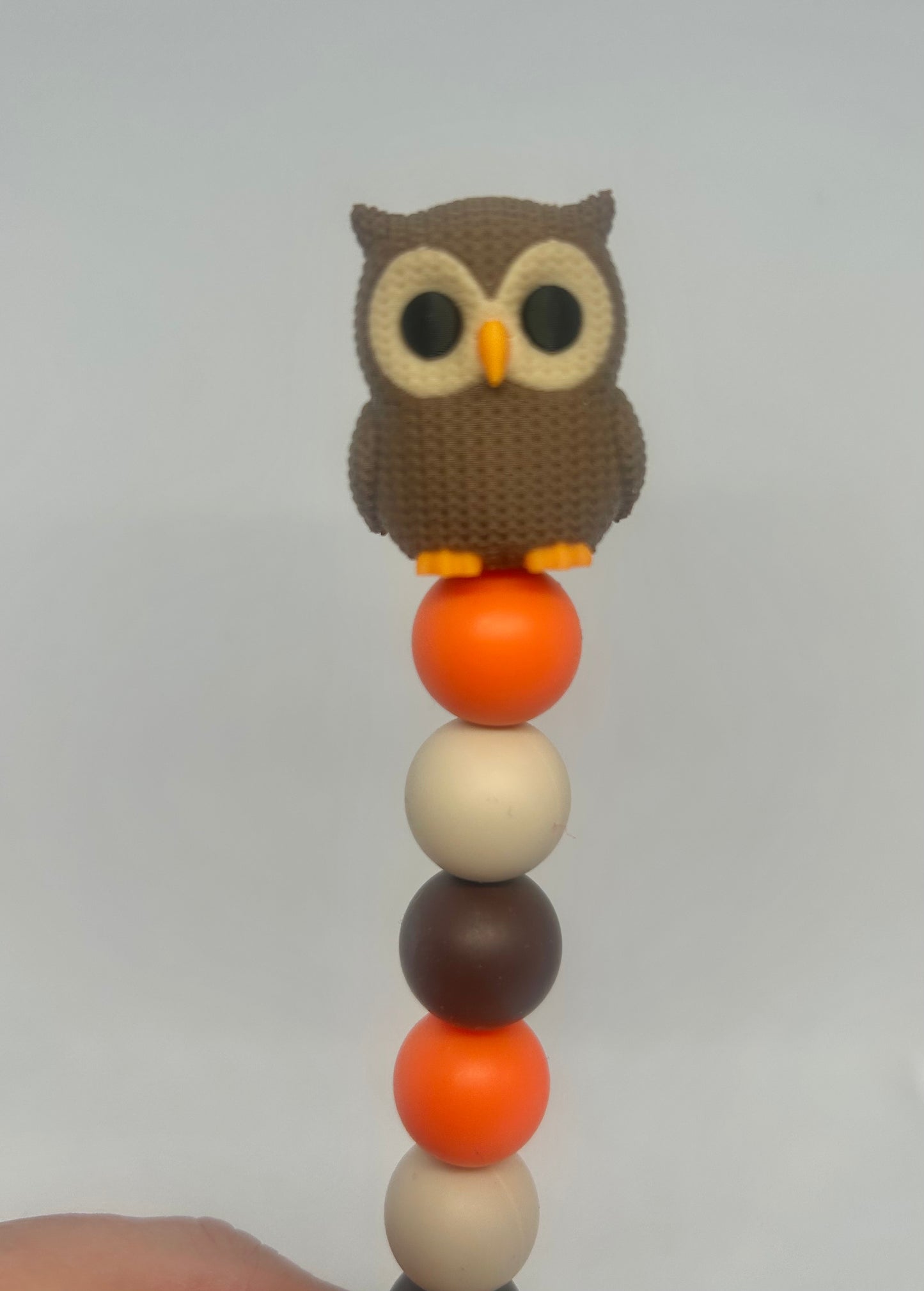 Crocheted effect owl custom beaded crochet hook