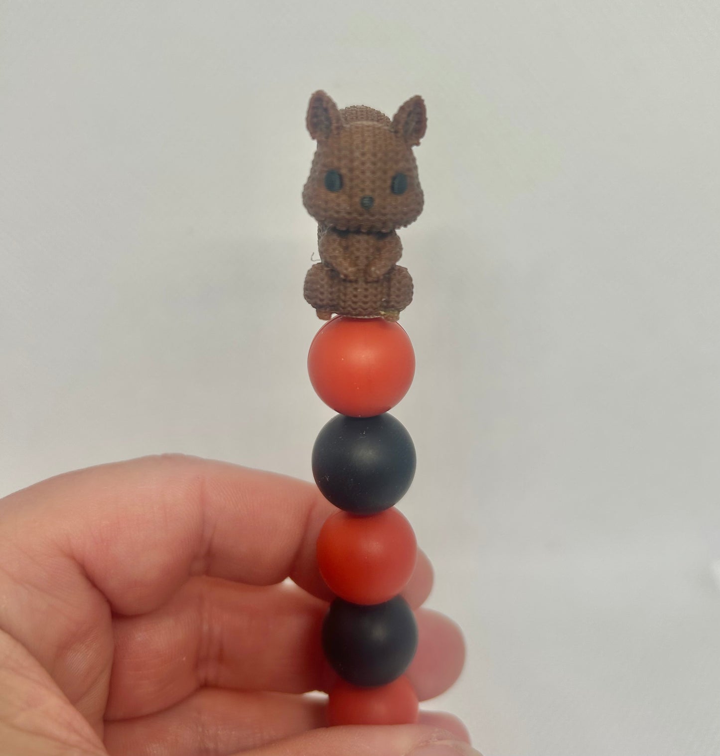 Crocheted effect Squirrel custom beaded crochet hook