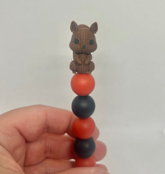 Crocheted effect Squirrel custom beaded crochet hook