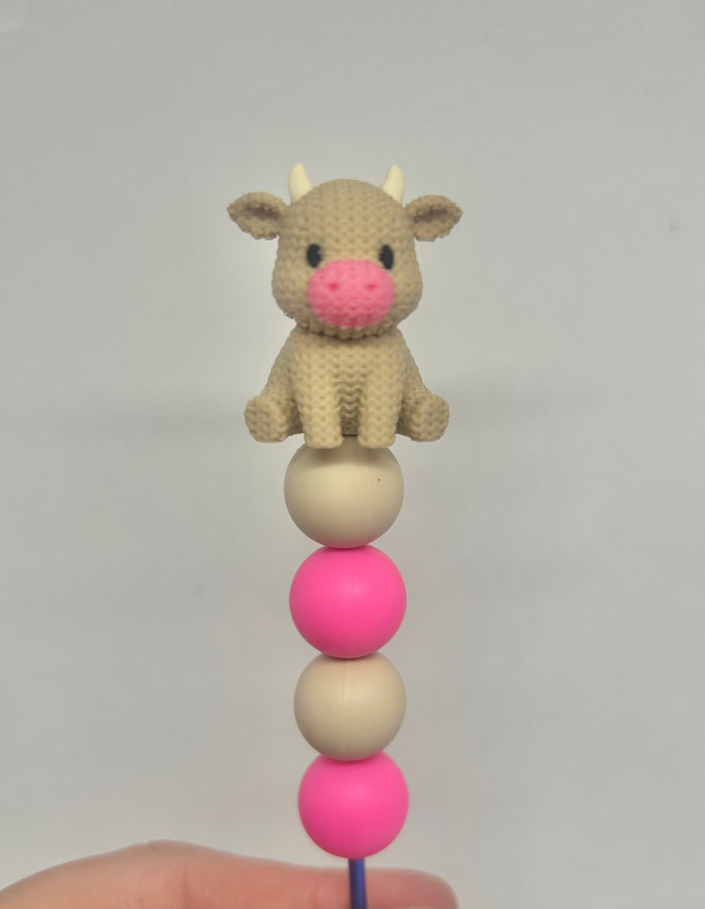 Crocheted effect cow custom beaded crochet hook