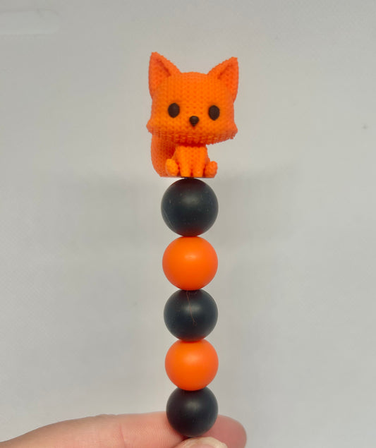Crocheted effect Fox custom beaded crochet hook