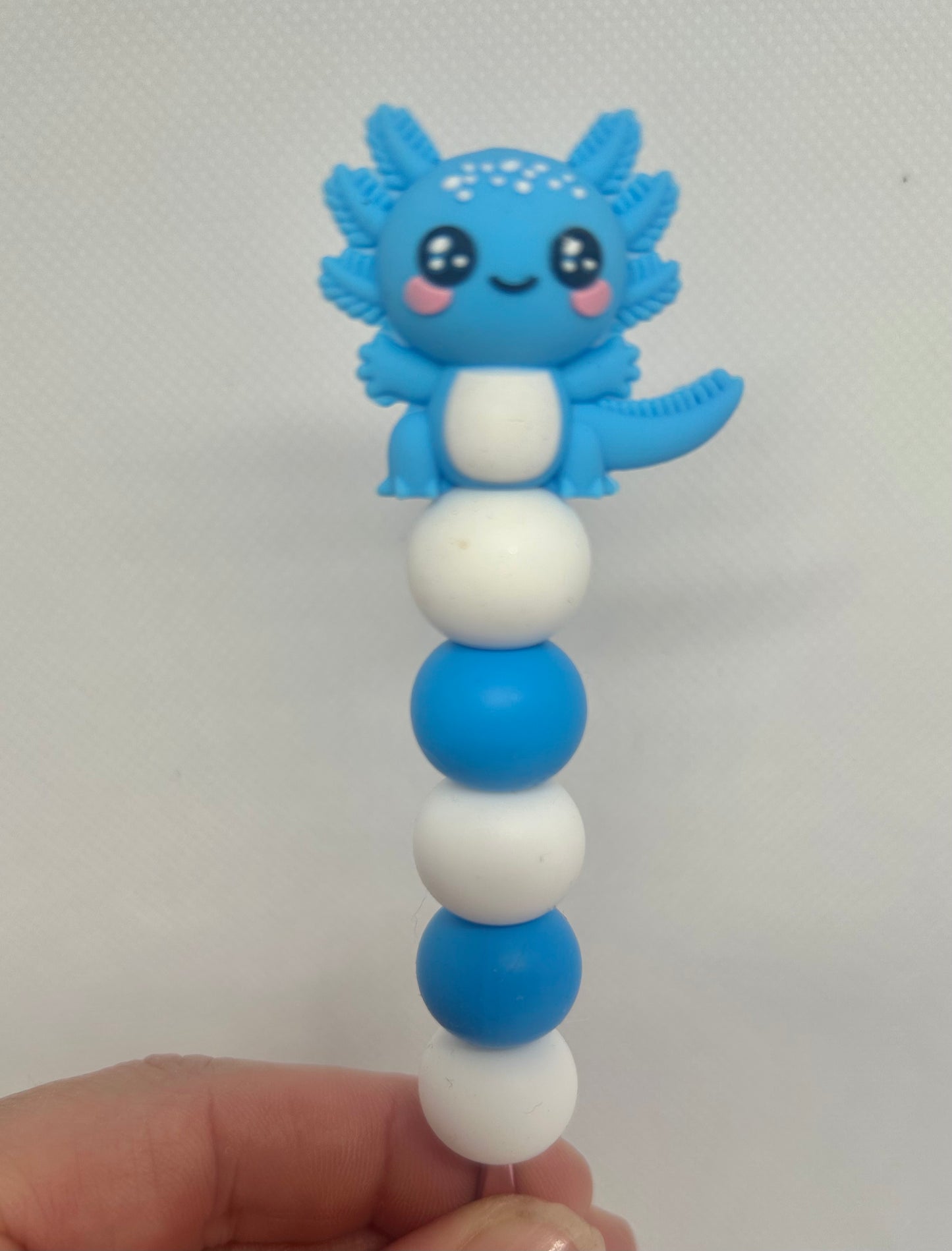 Axolotl custom beaded crochet hook