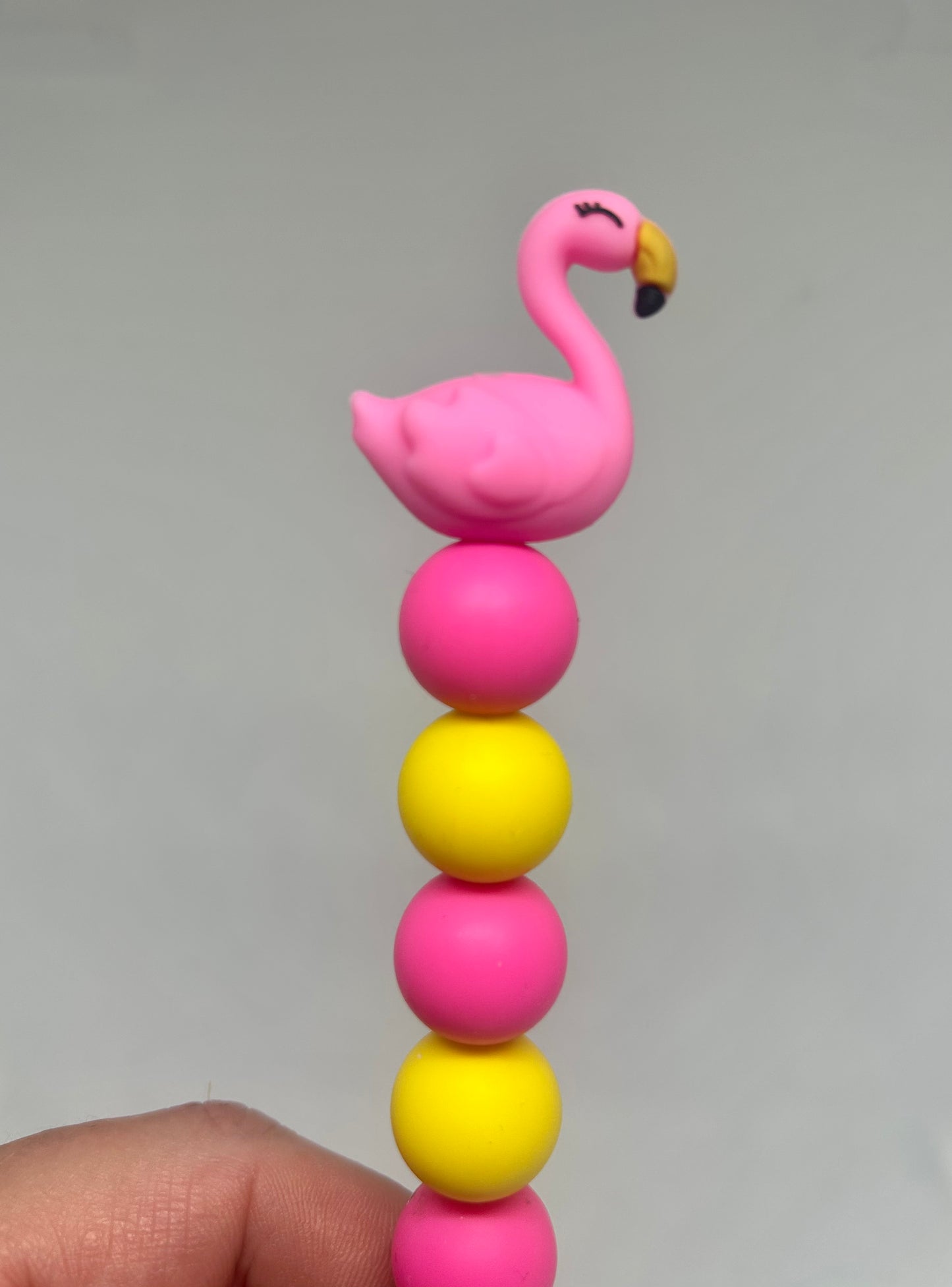 Flamingo custom beaded crochet hook