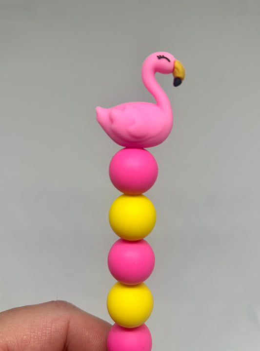 Flamingo custom beaded crochet hook