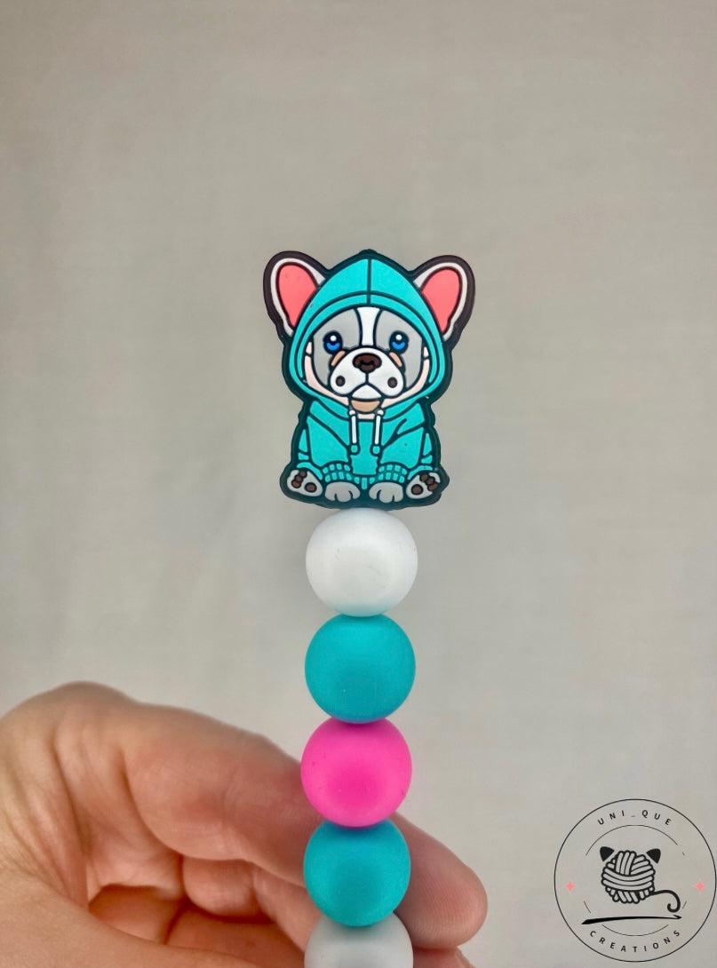 Dog in a Hoody custom beaded crochet hook