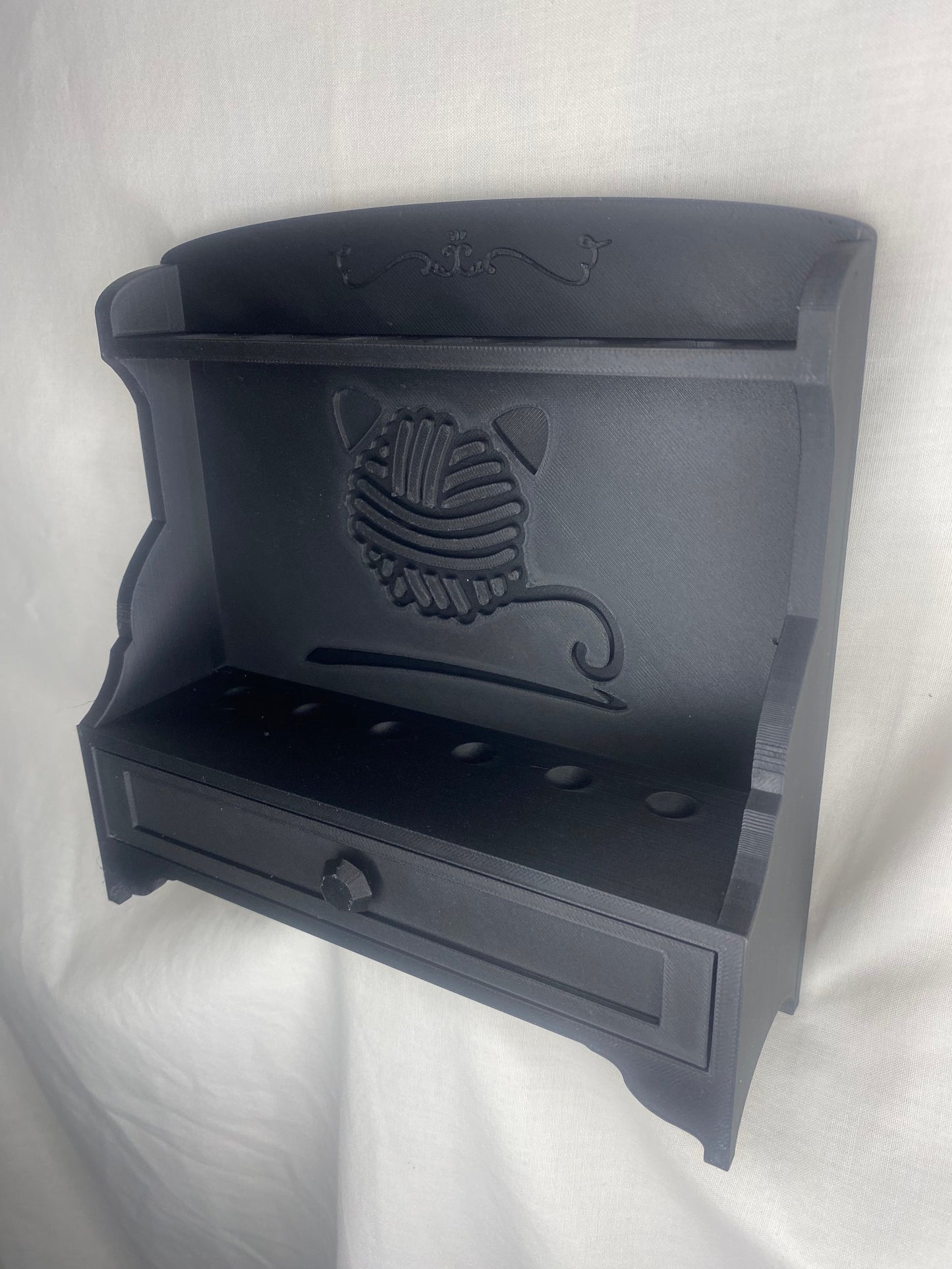 Branded crochet hook stand with draw storage