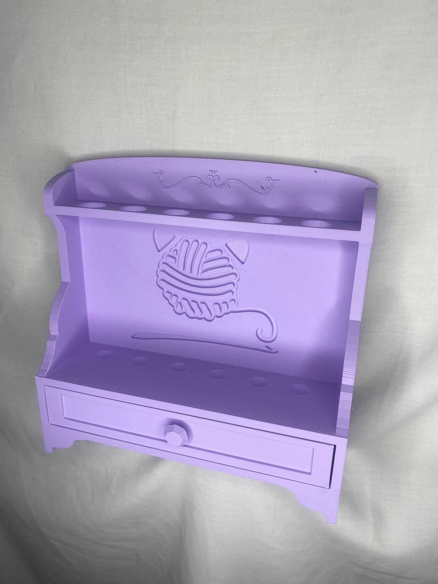 Branded crochet hook stand with draw storage