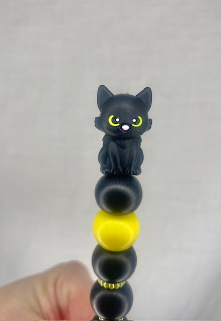 Black cat custom beaded crochet hook