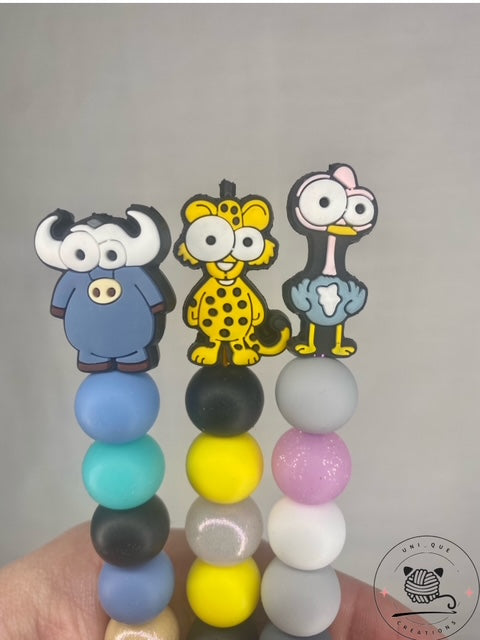 funny animals custom  beaded crochet hook