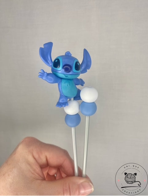 Pair of Stitch amigurumi sticks