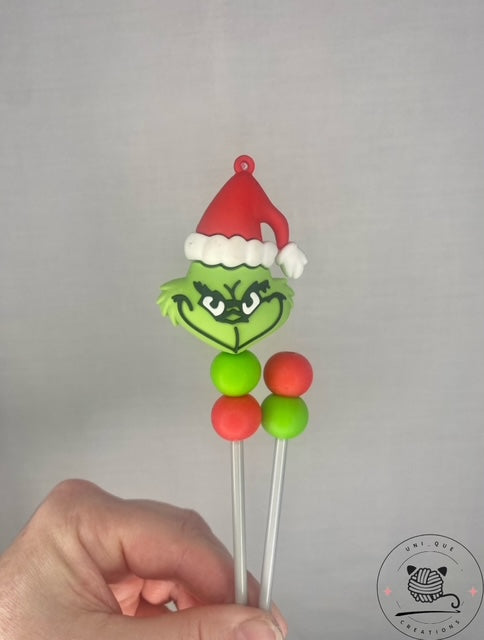 Pair of grinch Amigurumi sticks