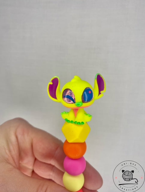 Neon stitch disney doorable custom beaded crochet hook