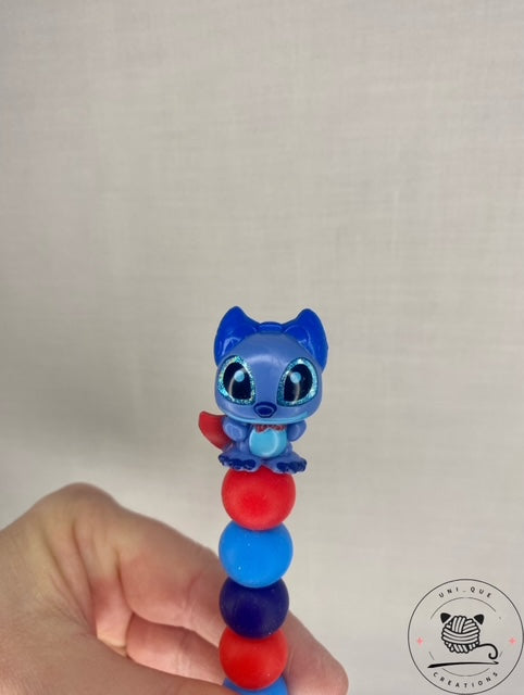 Hero stitch disney doorable custom beaded crochet hook