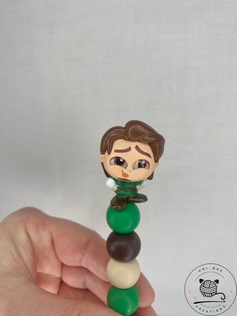 Flynn from tangled disney doorable custom beaded crochet hook