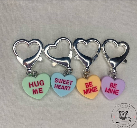 Love heart stitch markers