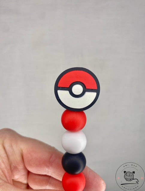 Poke ball custom beaded crochet hook