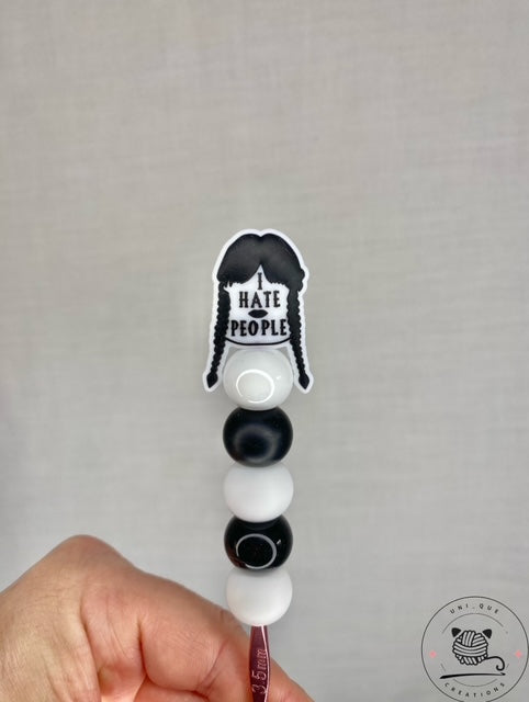 I hate people custom beaded crochet hook
