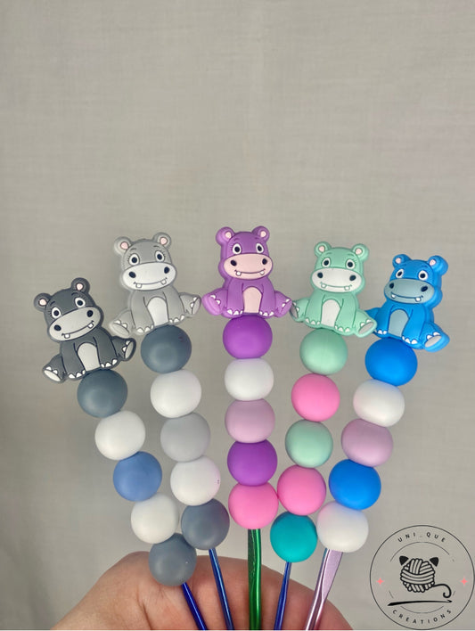 Hippo custom beaded crochet hook