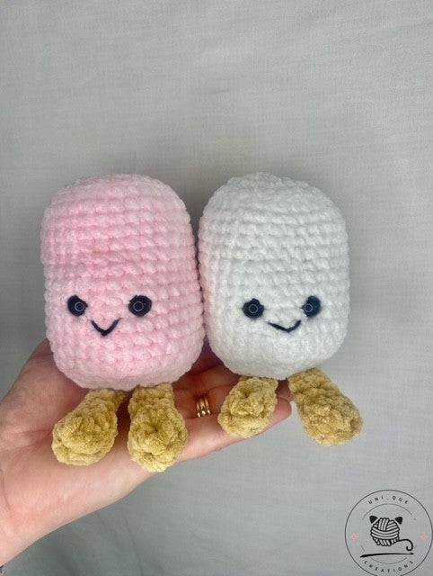 Pink and white Marshmallow plushies