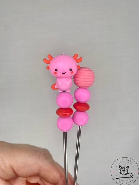Pair of Axolotl Amigurumi sticks