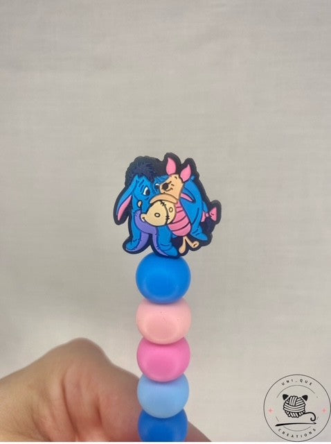Eeyore and piglet custom beaded crochet hook