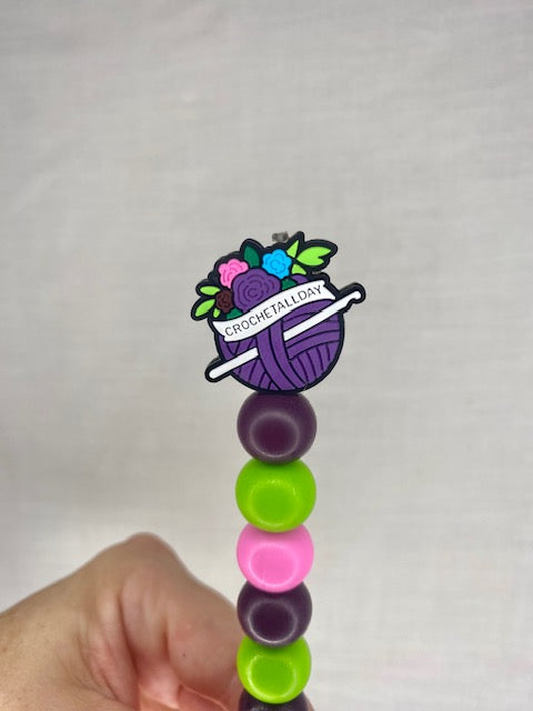 Yarn ball custom beaded crochet hook