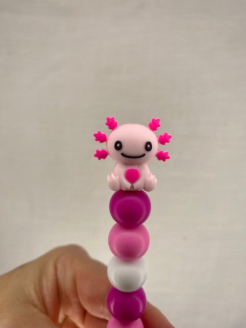 Axolotl custom beaded crochet hook