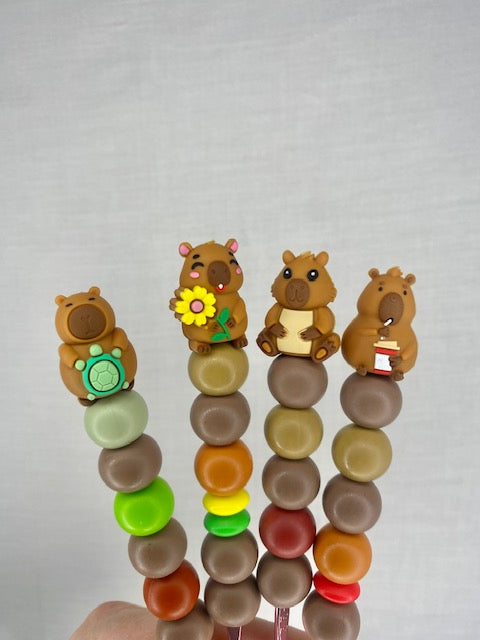 Capybara custom beaded crochet hook