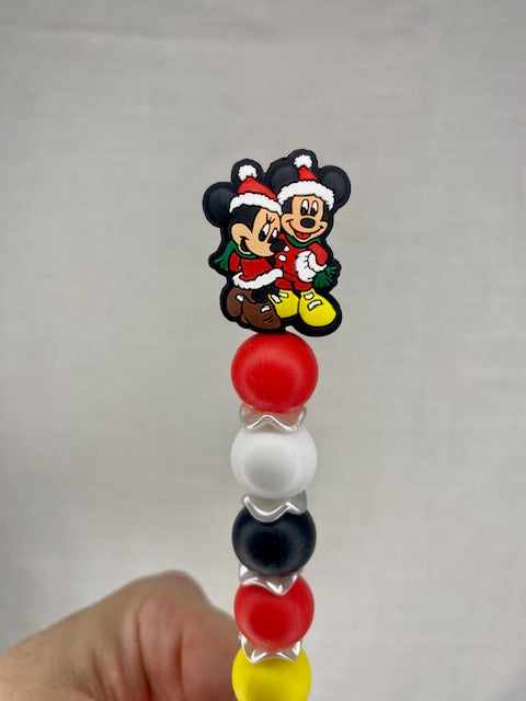 Mickey and Minnie Christmas custom beaded crochet hook