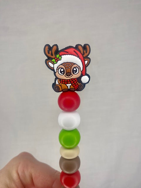 Reindeer custom beaded crochet hook