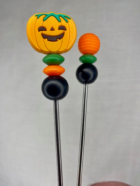 Pumpkin amigurumi sticks