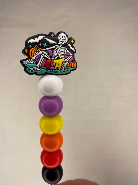 Skeleton in a tub custom beaded crochet hook