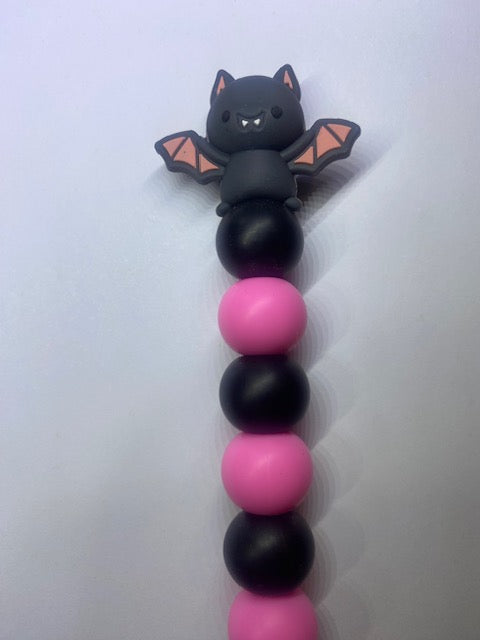 Grey bat custom beaded crochet hook